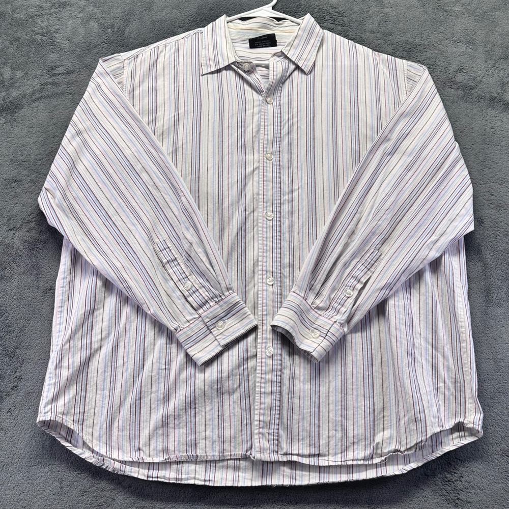 Southpole Mens Large Striped Button Down Shirt Long Sleeve Cotton Y2K Streetwear